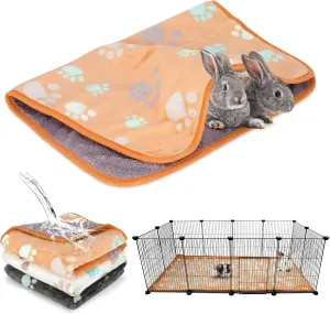 YUEPET Waterproof Guinea Pig Blankets Washable 3 Pack Small Animal Fleece Cage Liners Pet Soft Sleep Mat Pad Cover Warm Flannel Throw for Hamster Guinea Pig Rabbit Chinchilla Hedgehog Ferret 48"×24"