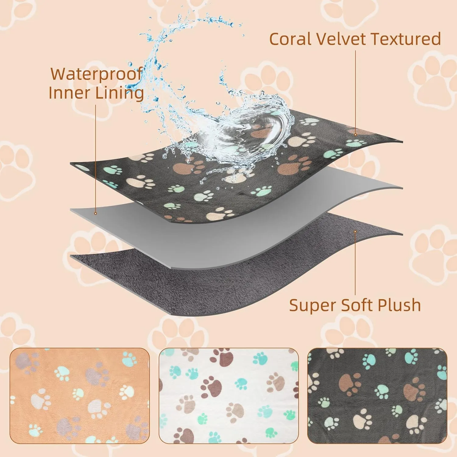 YUEPET Waterproof Guinea Pig Blankets Washable 3 Pack Small Animal Fleece Cage Liners Pet Soft Sleep Mat Pad Cover Warm Flannel Throw for Hamster Guinea Pig Rabbit Chinchilla Hedgehog Ferret 48"×24"