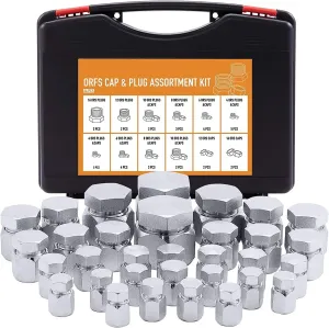 ZELCAN O Ring Face Seal Fitting Kit, Hydraulic Hose Tube and Pipe Fittings, ORFS Cap and Plug Set for Hydraulics, Heavy Duty O Ring Assortment Kit Precision Threaded, ORFS Sizes 4 6 8 10 12 16