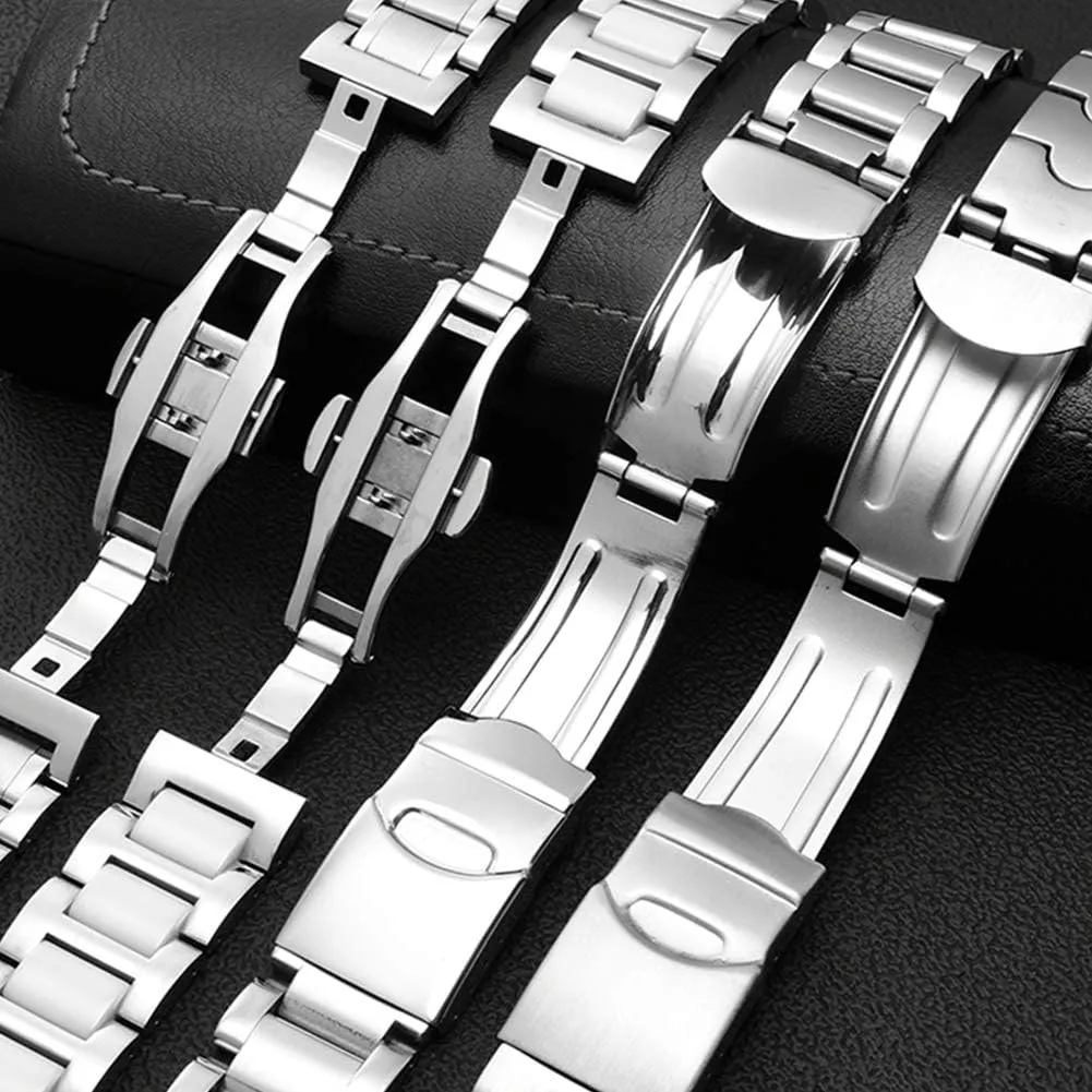 ZHUOLEI Swatch Watch Band Replacement Stainless Steel Watch Strap with Double-Lock, Replacement for Swatch Watches Men(17mm,19mm) with Tool
