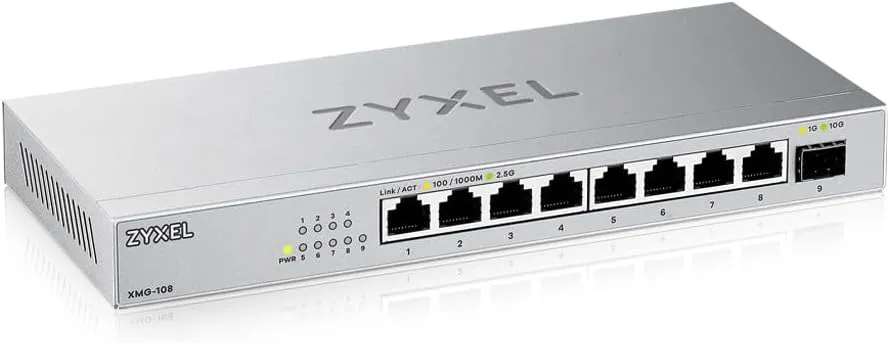 Zyxel 8-Port 2.5G Multi-Gig Unmanaged Switch | 1x 10G SFP  | Desktop/Wall Mount [XMG-108]